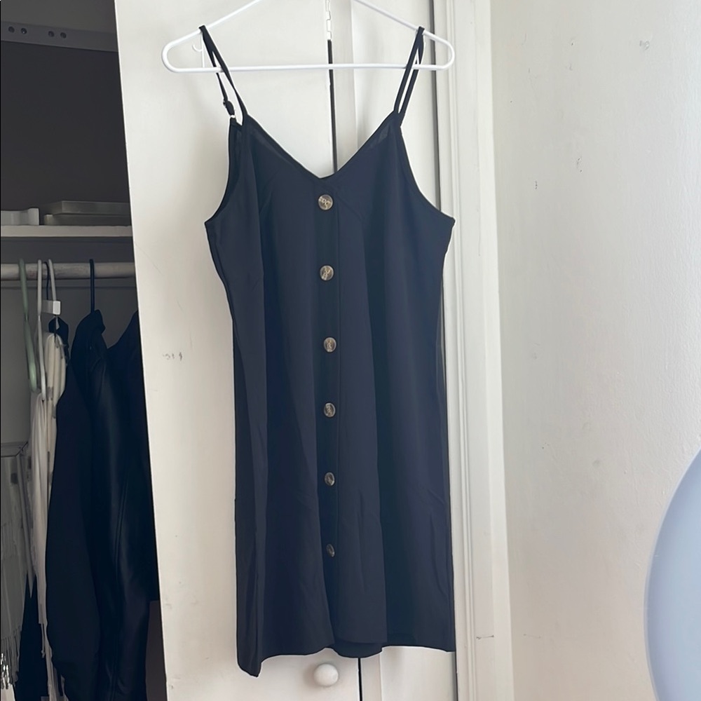 Elegant Black Button-Down Women's Dress